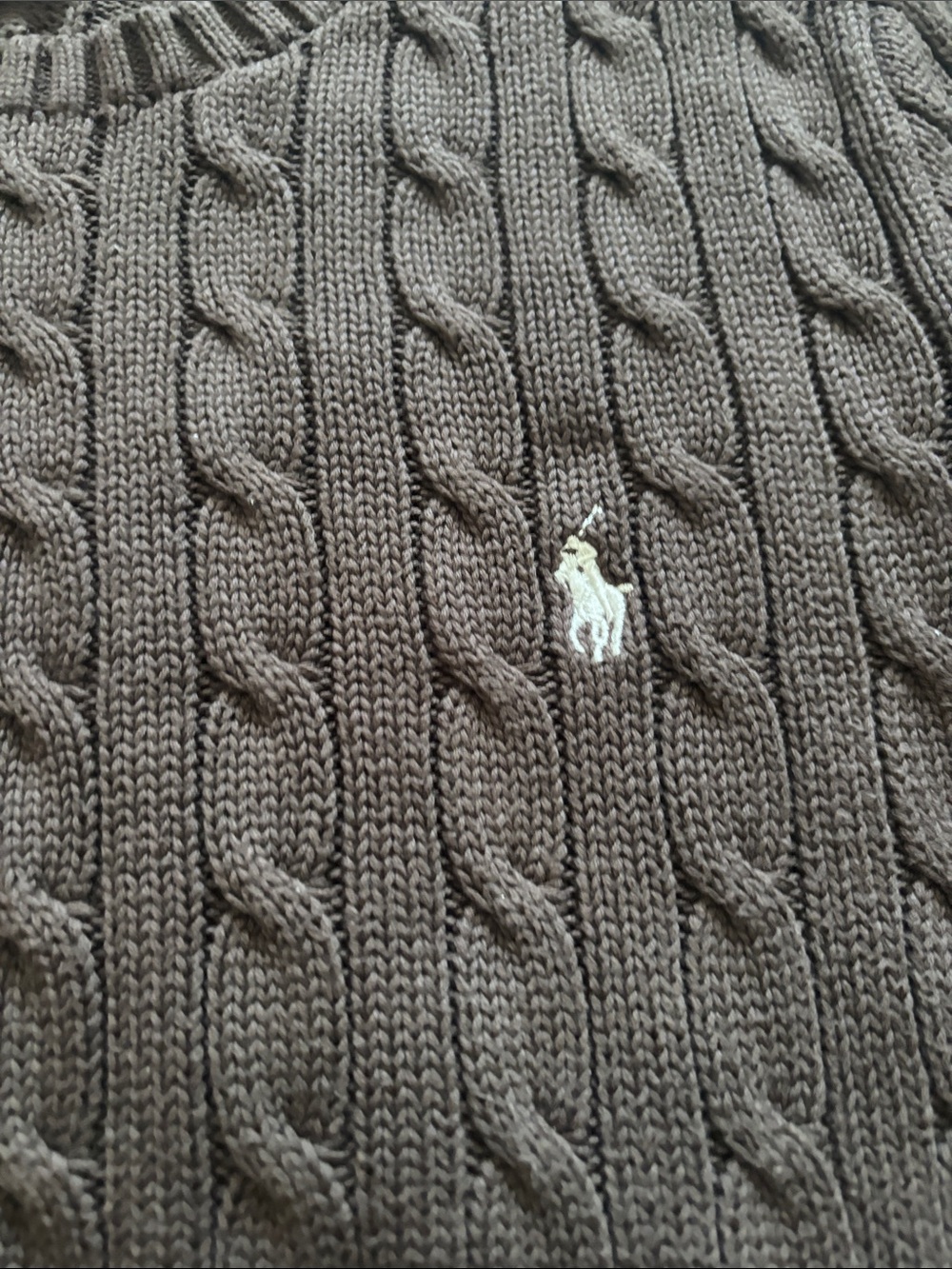 Polo by Ralph Lauren Brown Cable-Knit Crewneck Sweater - Picture 3 of 7